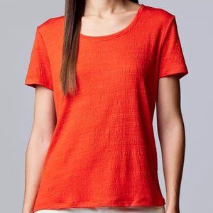 Women's Simply Vera Vera Wang Relaxed Fit Textured Tee Short Sleeve Red Size XS